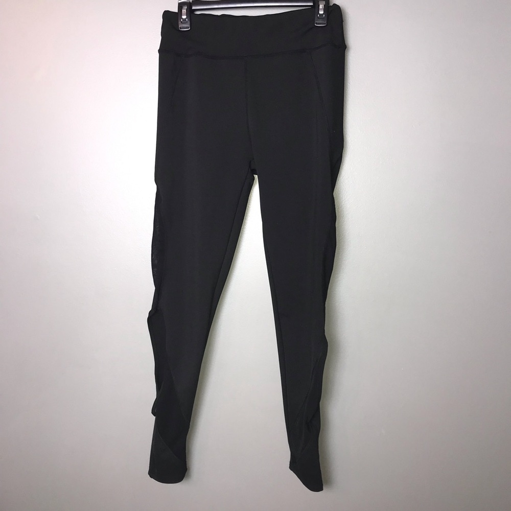 BSP Black Skinny Leggings – Sheer Leg Panels, Back Waist Zipper – XL